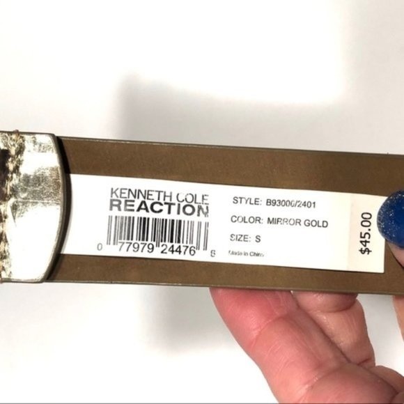 Kenneth Cole Reaction Embossed mirror gold Belt - Picture 4 of 8